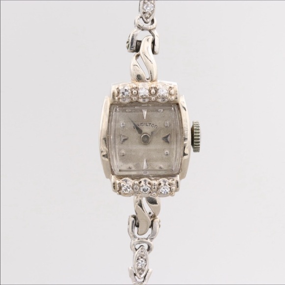 Hamilton Accessories - *Vintage 14K Hamilton Diamond & Emerald Watch with jewel-studded 14K watchband